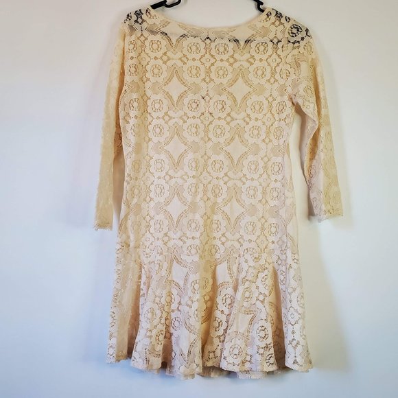 Free People Women's Walking to the Sun Cream Lace Dress Size 2 - Picture 8 of 13